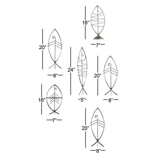 Set of 6 Black Metal Industrial Abstract Wall Decor, 16", 20", 24"